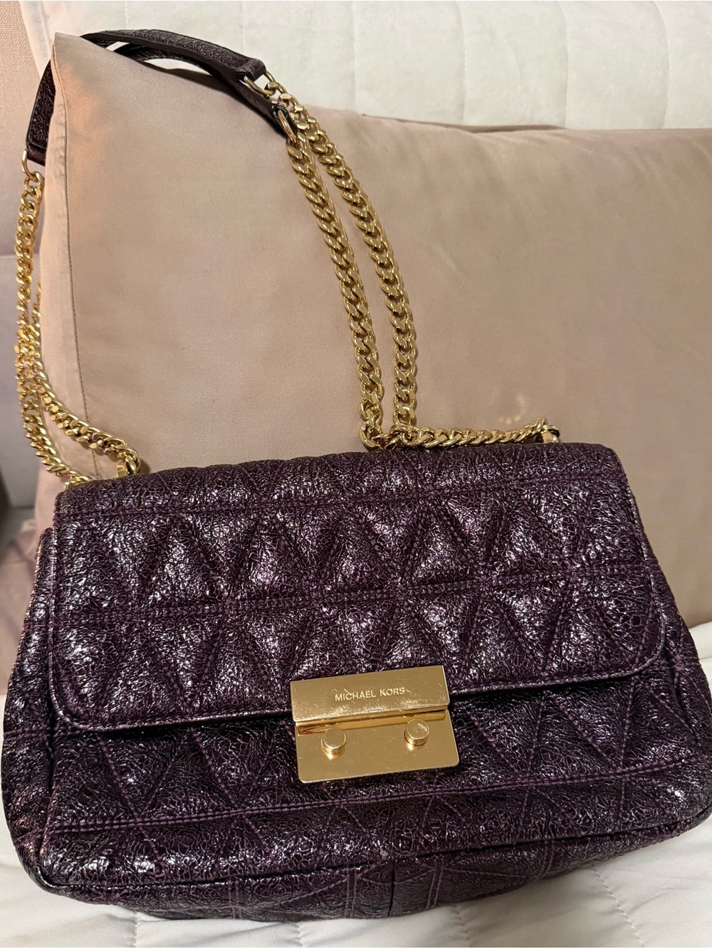Michael Kors Damson Quilted Leather Sloan Chain Shoulder Bag